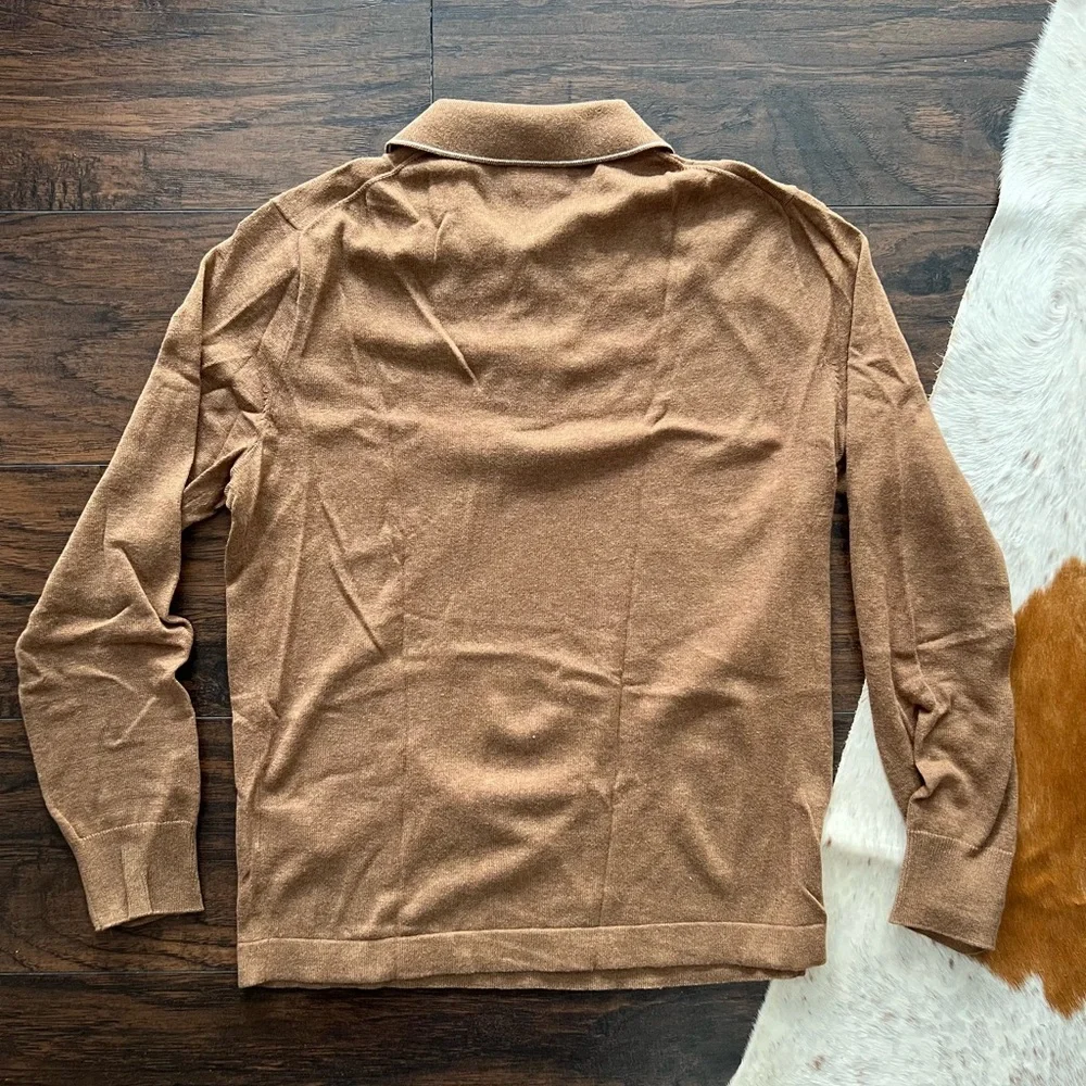 J. Crew Tan Long Sleeve Knit Polo - Picture 5 of 6